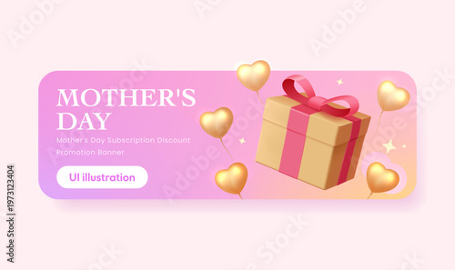 Mothers Day Sale Subscription Promotion UI Banner Illustration