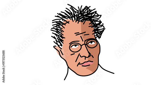 Gustav Mahler portrait, flat vector illustration