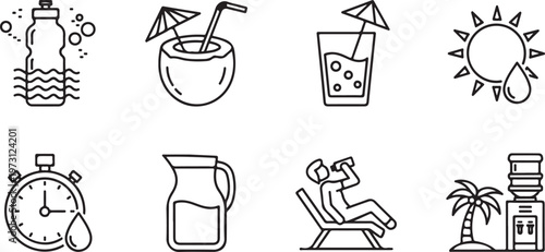 A collection of eight different household chores and activities illustrated Vector