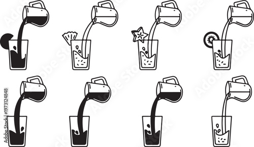 Illustration of a person's hand holding a spray bottle and cleaning various surfaces Vector