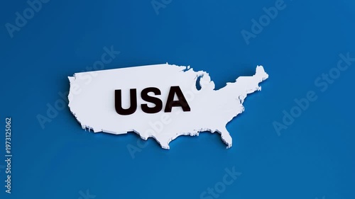 USA 3D Map Zoom Out Camera Animation on Blue Background — 4K 3D Video Animation of United States of America Geographic Map Model for Political, Business, News and Editorial Motion Graphics