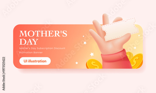 Mothers Day Subscription Sale Offer UI Banner Illustration