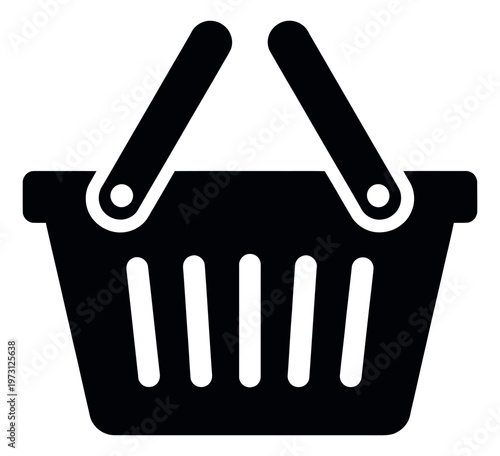 Modern illustration of a shopping basket depicting retail purchasing for e-commerce