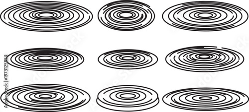 Contour lines of various mathematical surfaces and their intersections Vector