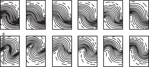 Black and white swirl patterns with varying complexity and curves Vector
