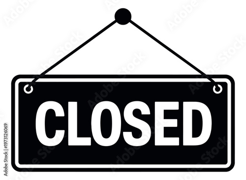 Graphic illustration of a hanging closed sign depicting a business closure for store status information