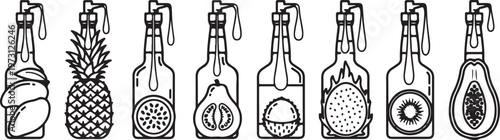 Elegant wine bottles with unique designs and symbols Vector