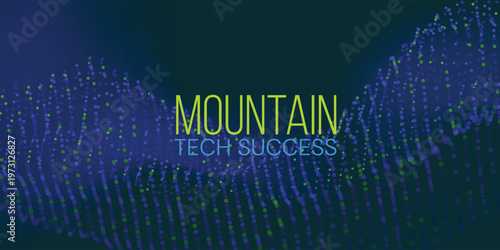 Innovative concept art showing tech success mountain in cyber style