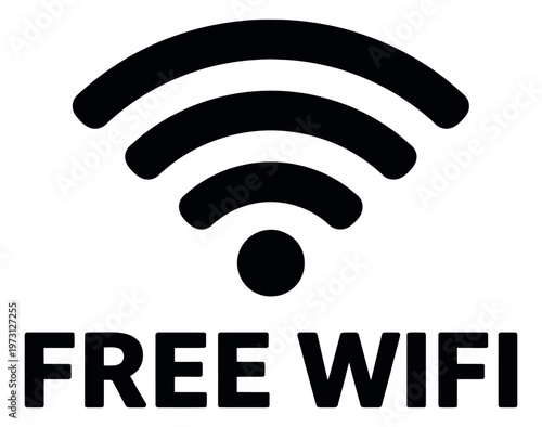 Modern illustration of a free Wi-Fi icon depicting wireless internet availability for public information signage
