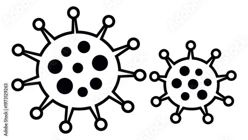 Simple line art microbiology set featuring two stylized pathogen shapes for medical awareness and biology education