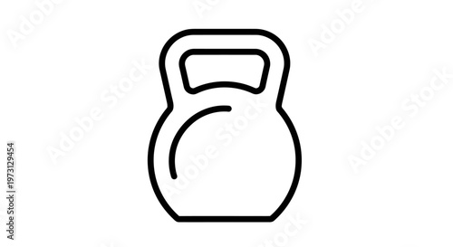 Simple black outline icon of a kettlebell, a weight used for strength training and fitness exercises.