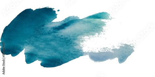 A dreamy watercolor landscape where blue paint brushes and colliding splashes blend into a textured sea of clouds and sunlit ocean waves on vintage paper