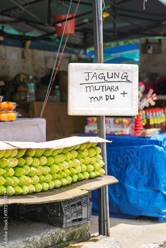 Malaysia, Pahang - October 20, 2022 Sweet corn for sale signage in Cameron Highlands.