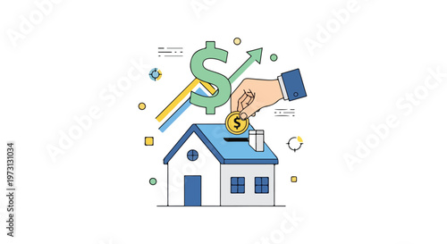 Conceptual illustration of real estate investment growth and financial savings for homeownership