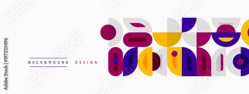 Abstract geometric shapes, purple, yellow, violet. Minimalist design, clean lines, modern aesthetic. Background element for projects.