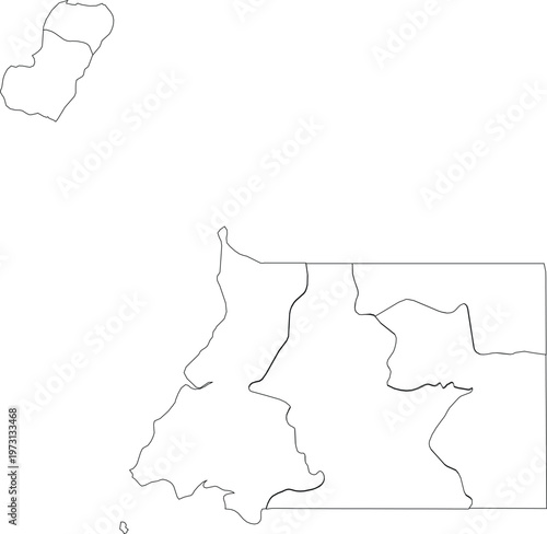 Outline Map of Equatorial Guinea with Regional Boundaries Vector Style