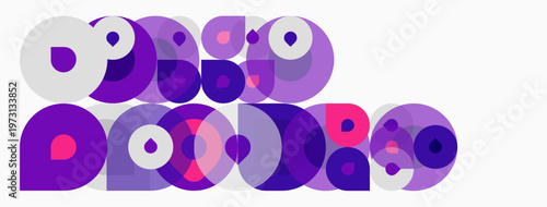 Abstract composition featuring overlapping purple circles. Various shades create depth, texture, modern aesthetic. Simple, clean design.