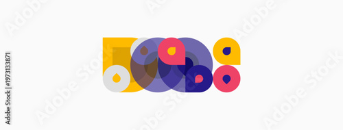 Abstract colorful circles overlap, creating dynamic visual composition. Bright hues suggest energy, playfulness. Simple shapes dominate design.