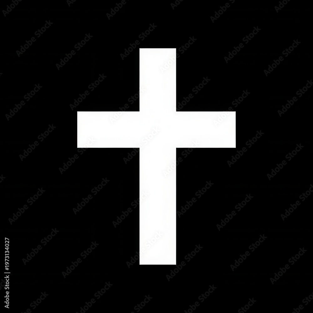 Fototapeta premium Simple White Christian Cross on a Solid Black Background.