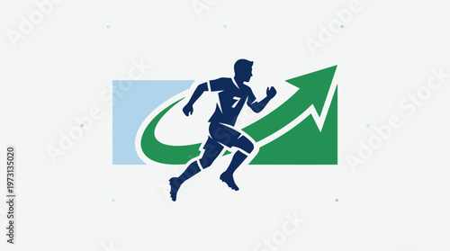 Soccer Player Running Towards Growth Arrow