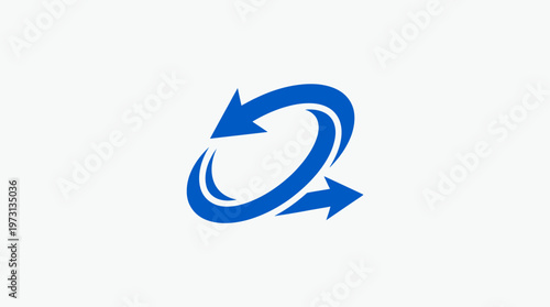 Abstract Blue Circular Arrow Design on White