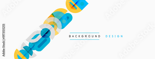 Abstract colorful design. Overlapping shapes create dynamic visual effect. Minimalist style, clean background, modern aesthetic.