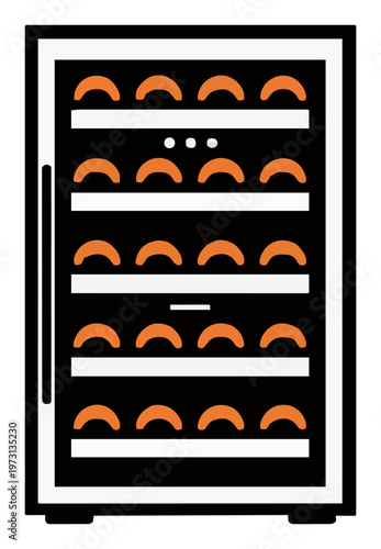 Minimalist line-art wine cooler fridge. Generative AI