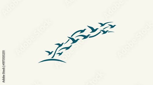 Abstract Logo Of Birds In Flight