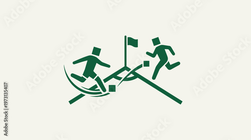 Soccer Match Icon Players in Action Near the Goal