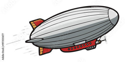 Minimalist line art zeppelin airship icon outline. Generative AI