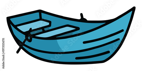 Minimalist line art rowboat icon outline. Generative AI