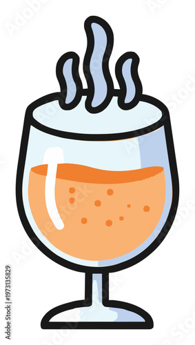 Line art prosecco glass icon top down view. Generative AI