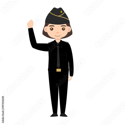 Female Officer Adjusting Uniform Formal PDL Indonesia