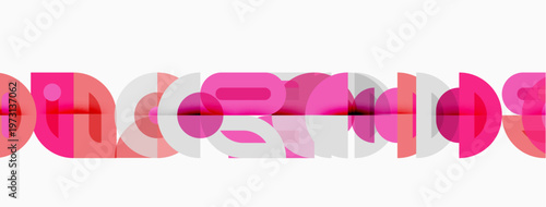 Abstract pink design features repeating circular shapes forming word cocoon. Minimalist style, white background, modern aesthetic.