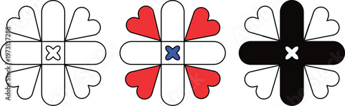 Vector illustration of a set of red heart and diamond or black spade and club for a casino game design