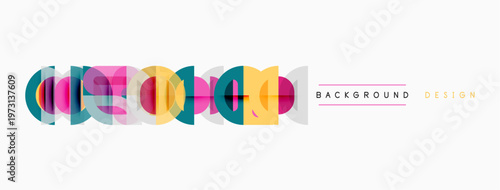 Abstract geometric shapes form colorful design. Background features layered elements, modern aesthetic. Simple, clean presentation.