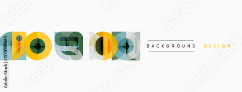 Geometric shapes, lines, rectangles form abstract design. Minimalist style with muted colors, simple composition. Background elements present.