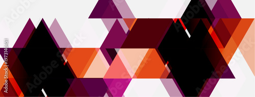 Abstract geometric pattern. Triangles overlap, creating dynamic visual texture. Warm colors dominate composition.