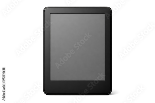 Black Ebook Reader with Blank Dark Screen on White Background