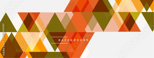 Abstract geometric design. Triangles overlap, creating warm color palette. White space provides contrast, modern aesthetic.