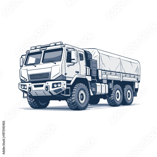 Military Truck Illustration in Clean Vector Style
