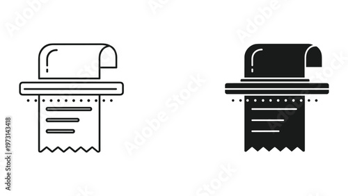 Two black and white icons of parking tickets on a white background for use in digital applications and websites