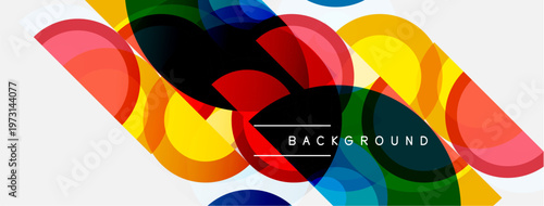 Abstract colorful circles overlap, creating dynamic visual effect. Background text reads background. Bright hues dominate composition.
