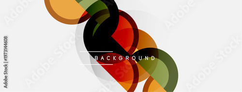 Abstract colorful shapes overlap white space. Modern design features gradients, curves, dynamic composition. Text reads BACKGROUND.