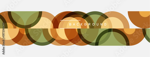 Abstract circles overlap, creating wavy pattern. Colors include orange, green, yellow. Minimalist design, simple background.