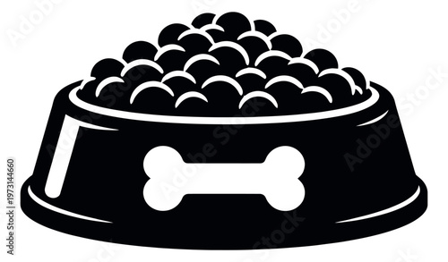Simple line art illustration of a pet food bowl depicting kibble for pet feeding