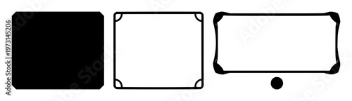 Certificate of completion set with solid black icon on a white background featuring iconography, geometry, graphic design with accreditation and achievement