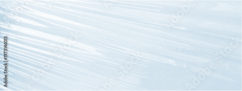 Stretched transparent cellophane. Crumpled packaging film. Wrinkled plastic texture with dotted halftone effect. Background with soft folds, transparent material surface look. Glass abstract waves.
