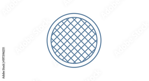 Metal grate cover with grid pattern.