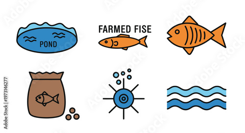 Fish Farming Pond Aquaculture Concept.
